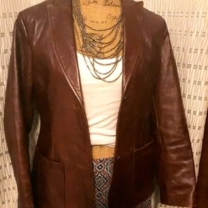 Burgundy leather blazer